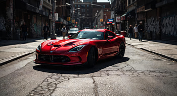 Red Dodge Viper: Urban Fury —, Dodge Viper, Street, Red Car HD wallpaper