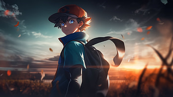 : Ash Ketchum at Sunset in Anime Style, Anime, Pokemon, sunset, Ash Ketchum, anime sunset HD wallpaper