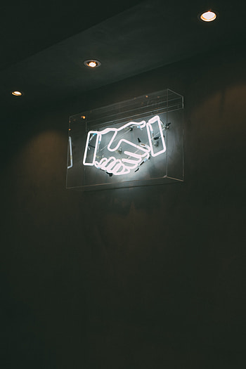 Dark, Wall, Neon, Handshake HD phone wallpaper