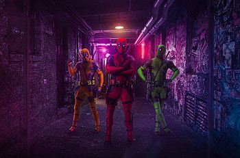 Three Deadpools, deadpool, superheroes, behance HD wallpaper