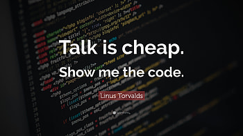 Programming Quotes: “Talk is cheap. Show me the code.” — Linus HD wallpaper