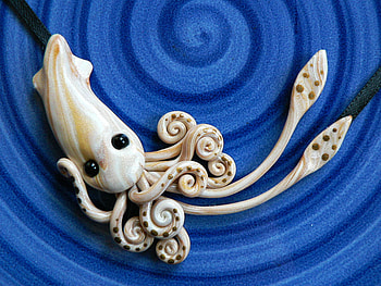 crescent moon squid, blue, squid, abstract, animals, spiral HD wallpaper