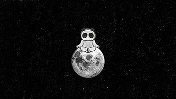 Panda Character Meditating On Moon , panda, moon, artist, artwork, digital-art HD wallpaper