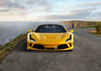 Yellow Ferrari F8 Spider, 2019 sportcar HD wallpaper