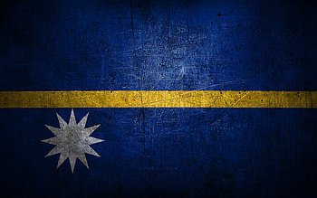 Nauru metal flag, grunge art, oceanian countries, Day of Nauru, national symbols, Nauru flag, metal flags, Flag of Nauru, Oceania, Nauru HD wallpaper