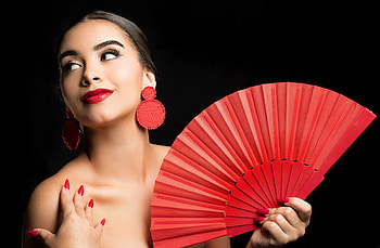 ღ, Woman, Face, Hand fan, Beauty HD wallpaper