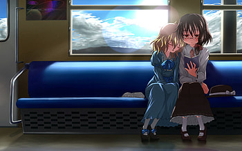 Anime, Sky, Car, Girl, Book, Reading, Railway Carriage HD wallpaper