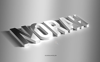 Norah, silver 3d art, gray background, with names, Norah name, Norah greeting card, 3d art, with Norah name HD wallpaper