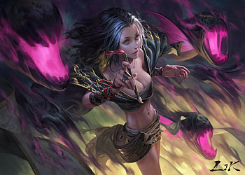 Fantasy girl, frumusete, art, chin likhui, girl, pink, fantasy, magical, painter, luminos HD wallpaper
