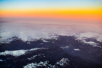 Mountains, sunset, summits, horizon HD wallpaper