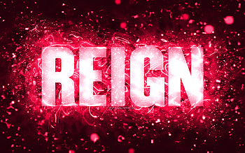 Happy Birtay Reign, , pink neon lights, Reign name, creative, Reign Happy Birtay, Reign Birtay, popular american female names, with Reign name, Reign HD wallpaper