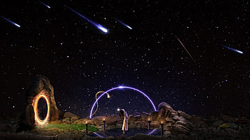 The Night Seeker Girl Looking Above The Cosmic Falling Stars, girl, sky, stars, star, artist, artwork, art, digital-art, ai, deviantart HD wallpaper