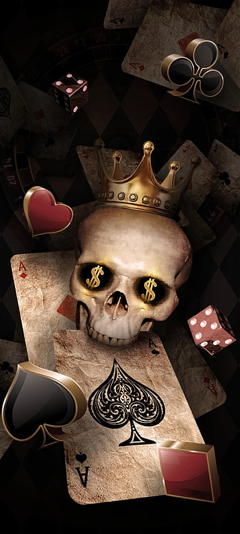 Poker gold Skull, sunglasses, art, game, dark HD phone wallpaper