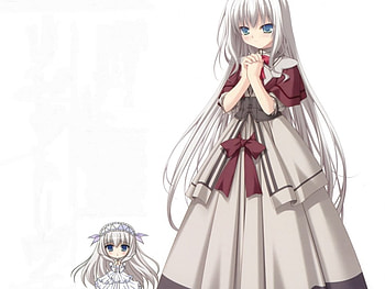 Little and big, girl, white, anime, little HD wallpaper