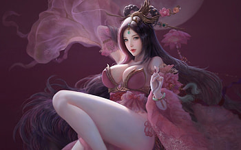Fantasy princess, Woman, Dress, Pink, Art HD wallpaper