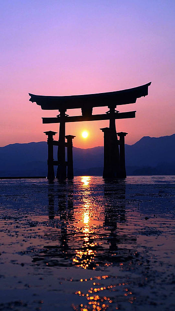 Sunset Japan, Vibrant colors, Serene scenery, Captivating landscapes HD phone wallpaper