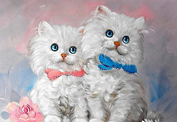 White Kittens Painting, Painting, cute, white, Kitten HD wallpaper