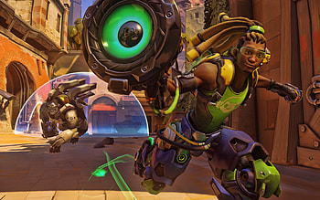 Lucio and Winston battle, Overwatch characters, , Gaming HD wallpaper
