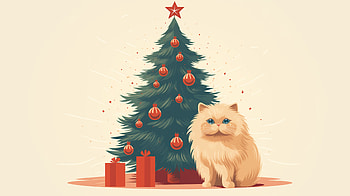 Christmas Cat, cat, AI Art HD wallpaper
