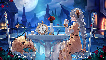 Moonlit Tea Time: Anime Girl, Anime, girl, anime girl HD wallpaper