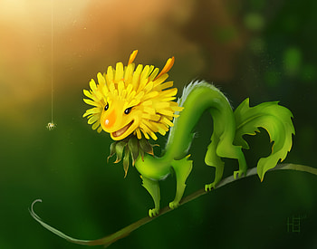Funny, Art, Flower, Smile, Spider, Dandelion HD wallpaper