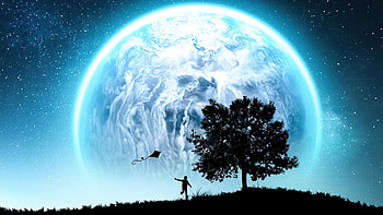 Memories Of Summer, artist, artwork, digital-art, moon HD wallpaper