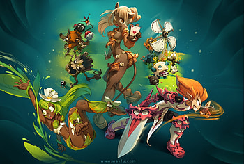 Wakfu, girl, boy, warrior HD wallpaper