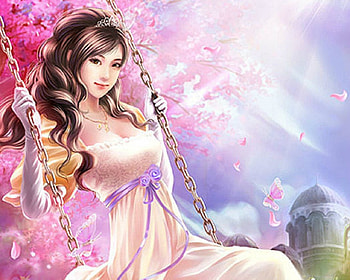Beauty, swing, fantasy, art, woman HD wallpaper