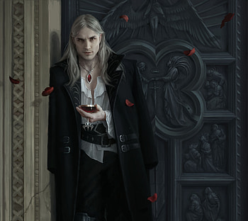 Sorin the Mirthless, halloween, martina fackova, art, man, sorin, luminos, vampire, dark, fantasy HD wallpaper