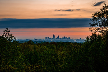 Cities, Trees, Twilight, Clouds, City, Top, Dusk, Tops, View HD wallpaper