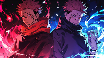 Quad — Mirror Flames: Red vs Blue Anime HD wallpaper
