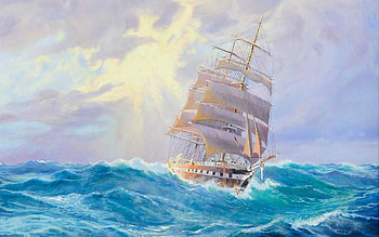 ship at sea, boat, fun, cool, sailboat, ocean HD wallpaper