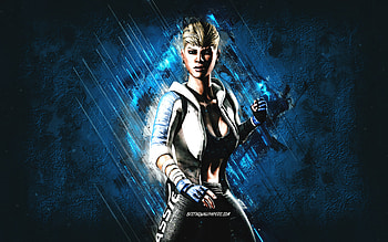 Cassie Cage, Mortal Kombat Mobile, Cassie Cage MK Mobile, Mortal Kombat, blue stone background, Mortal Kombat Mobile characters, grunge art, Cassie Cage Mortal Kombat HD wallpaper