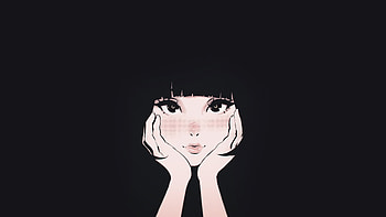 Young Girl With Hands On The Face Illustration, illustration, artist, artwork, digital-art, dark, black HD wallpaper