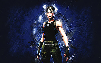 Fortnite Commando Skin, Fortnite, main characters, blue stone background, Commando, Fortnite skins, Commando Skin, Commando Fortnite, Fortnite characters HD wallpaper