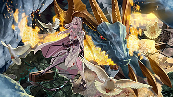 Meet my little friend, blue, scary, birds, girl, death, anime, dragon, friend, blood HD wallpaper