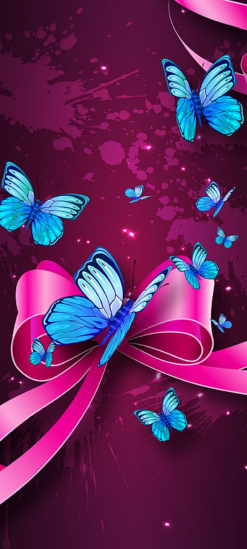 Blue Butterflys, green, butterfly, playful HD phone wallpaper