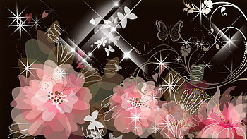 Pink on Dark, butterflies, squiggles, abstract, swirls, firefox persona, flowers HD wallpaper