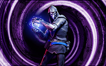Fusion, violet grunge background, Fortnite, vortex, Fortnite characters, Fusion Skin, Fortnite Battle Royale, Fusion Fortnite HD wallpaper