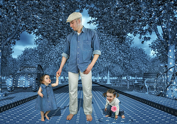 When I was an ugly shirt, blue, car, cute, john wilhelm, walk, shirt, bycicle, sister, hat, pattern, children, man, girl, tree, little, family, pink flower, street, texture, father, child HD wallpaper
