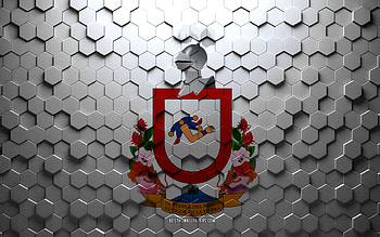 Flag of Colima, honeycomb art, Colima hexagons flag, Colima 3d hexagons art, Colima flag HD wallpaper