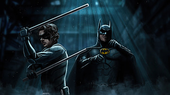 Nightwing And Batman Deadly Duo, batman, nightwing, superheroes, artist, artwork, digital-art HD wallpaper