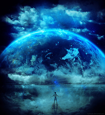 Stars, Art, Fantasy, Silhouette, Planet, Fantastic HD phone wallpaper
