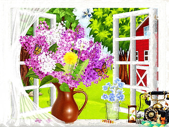 Rural Springtime, Springtime, Rural, Lilacs, Window HD wallpaper
