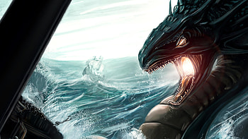 Sea Serpent , dragons, artist, artwork, digital-art, deviantart HD wallpaper