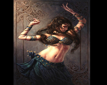 Belly Dancer, bells, dancer, fantasy, woman HD wallpaper