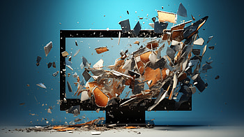 Shattered Screen Explosion - Computer Monitor, computer monitor, broken screen, 3D Art, explosion, shattered glass HD wallpaper