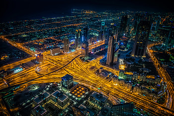 Dubai Building Lights Skycrappers , dubai, skycrapper, lights, graphy, night HD wallpaper