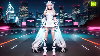 Asian Cyber Girl City Lights Armor Character, cyberpunk, scifi, artist, artwork, digital-art HD wallpaper