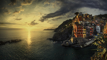 Cinque Terre Manarola During Sunset Travel HD wallpaper